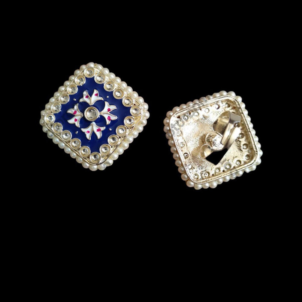 Palak Art Designer Kundan Stone And Meenakari Adjustable Ring