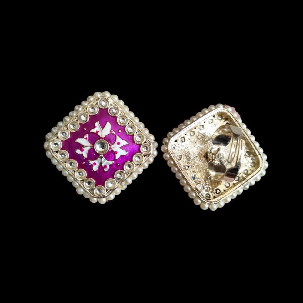 Palak Art Designer Kundan Stone And Meenakari Adjustable Ring