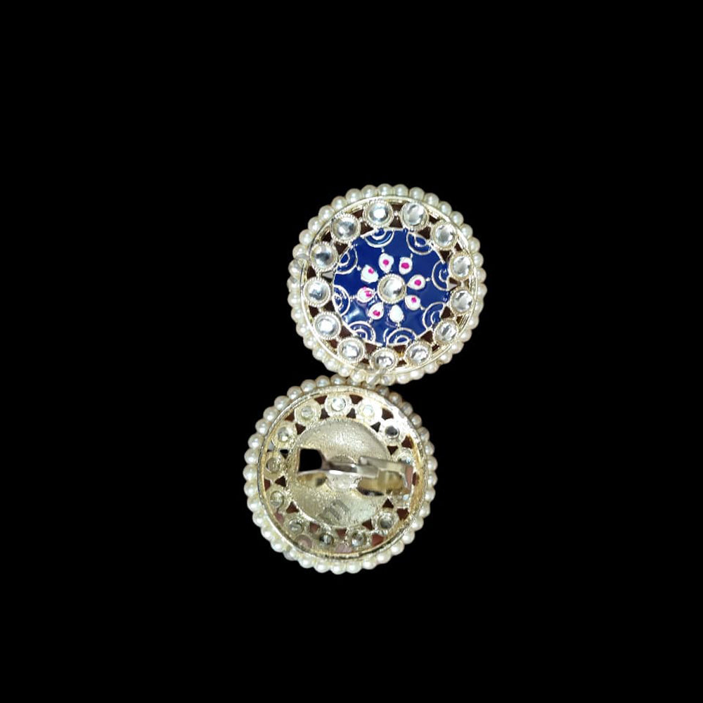 Palak Art Designer Kundan Stone And Meenakari Adjustable Ring