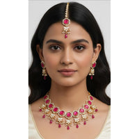 Palak Art Heritage Austrian Stone Pearl And Beads Necklace Set