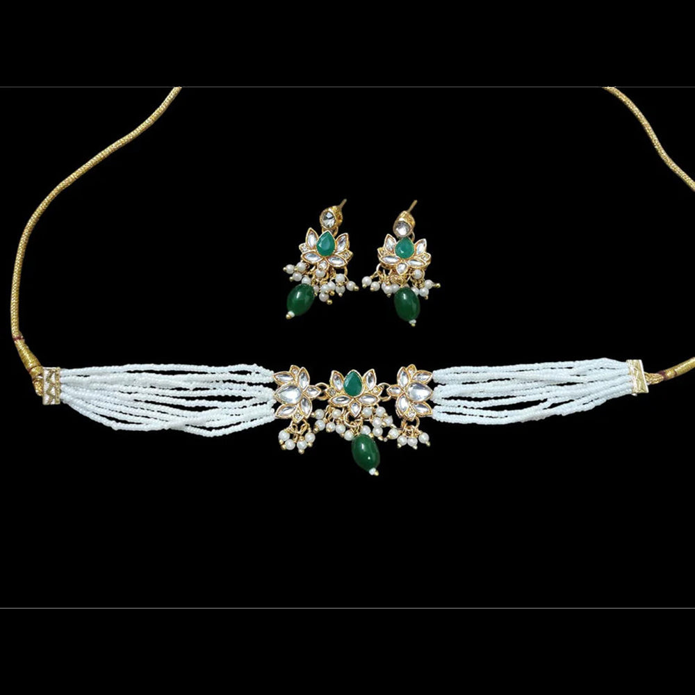 Palak Art Classic Kundan Stone And Pearl Choker Necklace Set - (Pack of 3)