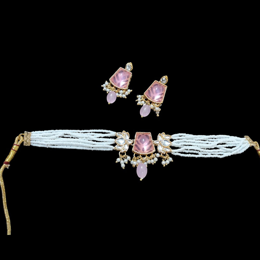 Palak Art Classic Kundan Stone And Pearl Choker Necklace Set - (Pack of 3)