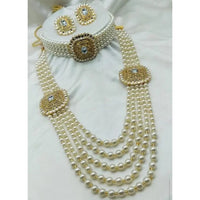 Palak Art Elegant Crystal Stone And Pearl Designer Double Necklace Set