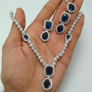 Palak Art Silver Plated American Diamond Necklace Set