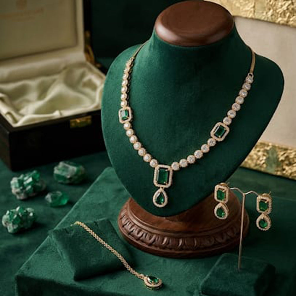 Palak Art Elegant Crystal Stone Designer Necklace Set