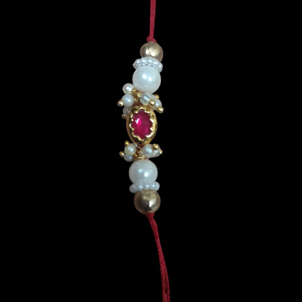 Palak Art Kundan Stone And Pearl Rakhi (Pack of 3)