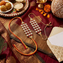 Palak Art Gold Plated Bhaiya And Bhabhi Austrian Stone Rakhi Combo