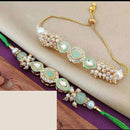 Palak Art Gold Plated Bhaiya And Bhabhi Kundan Stone Rakhi Combo