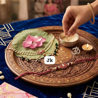Palak Art Gold Plated Bhaiya And Bhabhi Kundan Stone Rakhi Combo