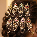 Plak Art Kundan Stone And Pearl Designer Hair Accessories (8 Piece)