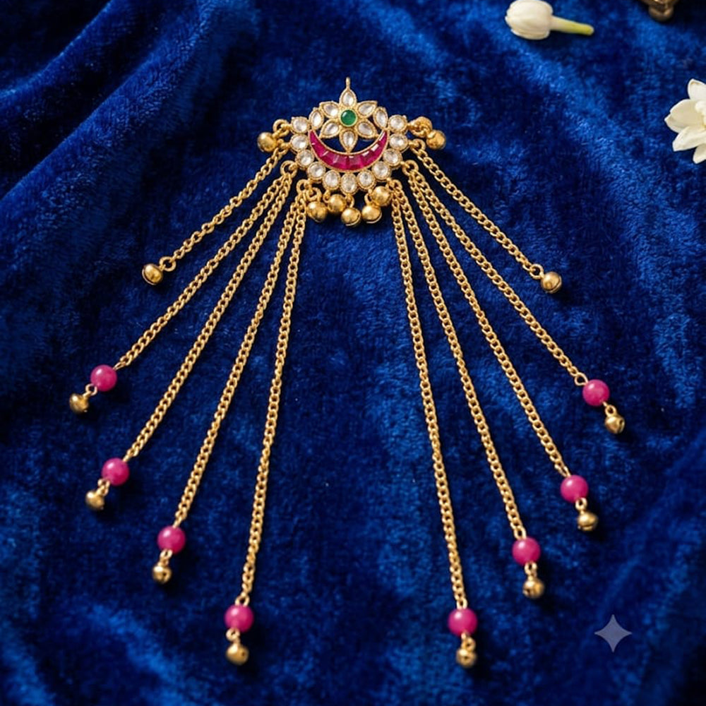 Palak Art Designer Kundan Stone And Pearl Hair Accessories