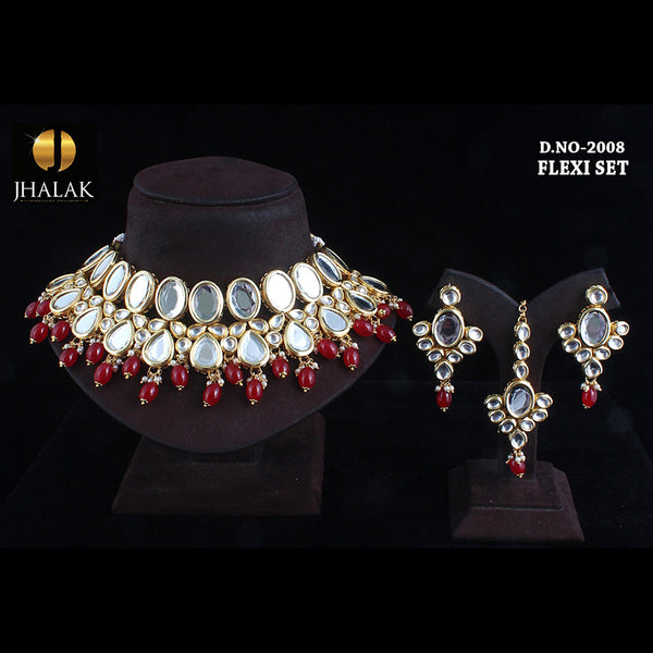 Rudraksh Art Gold Plated Kundan Stone Necklace Set