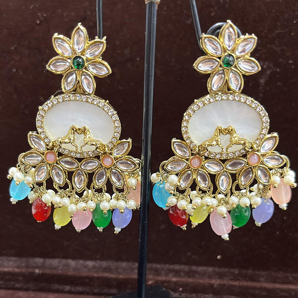 Rudraksh Art Antique Gold Plated Crystal Stone And Beads Dangler Earrings (Mix Color)