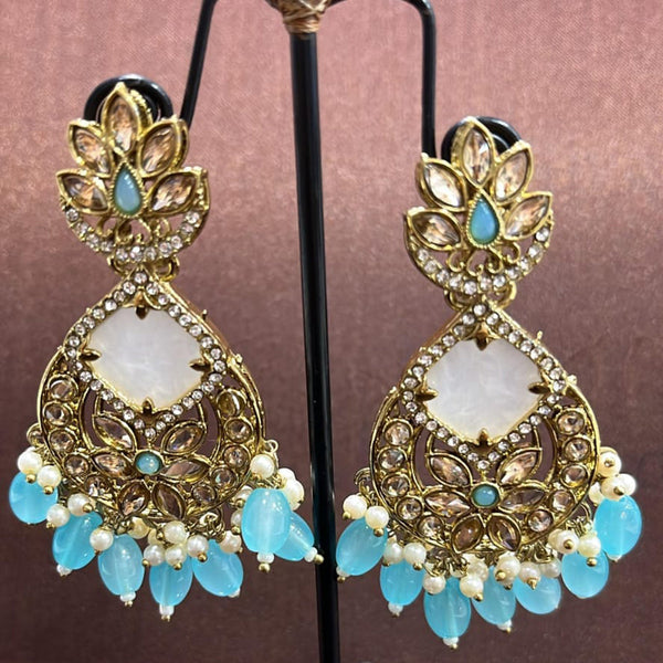 Rudraksh Art Antique Gold Plated Crystal Stone And Beads Dangler Earrings (Mix Color)