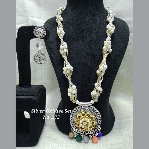 Jyoti Arts Oxidised Plated Long Necklace Set