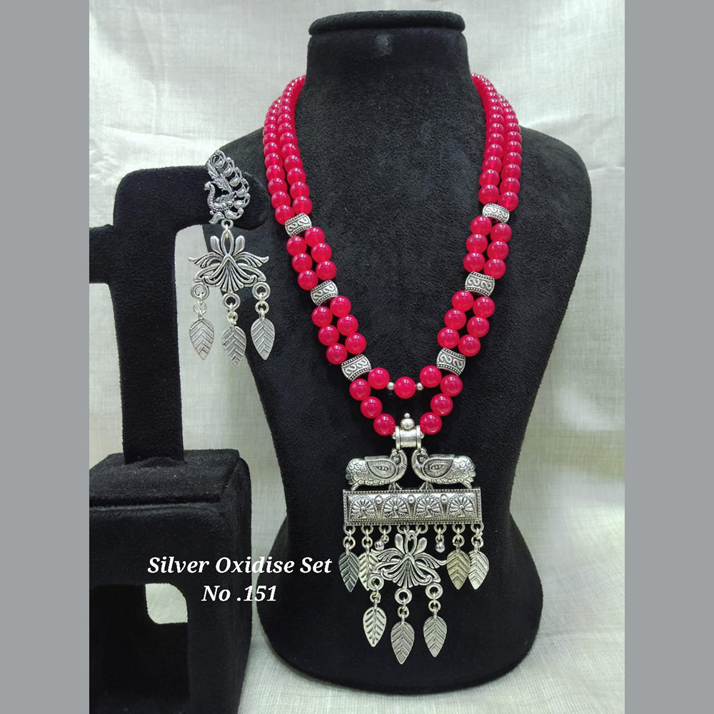 Jyoti Arts Oxidised Plated Long Necklace Set