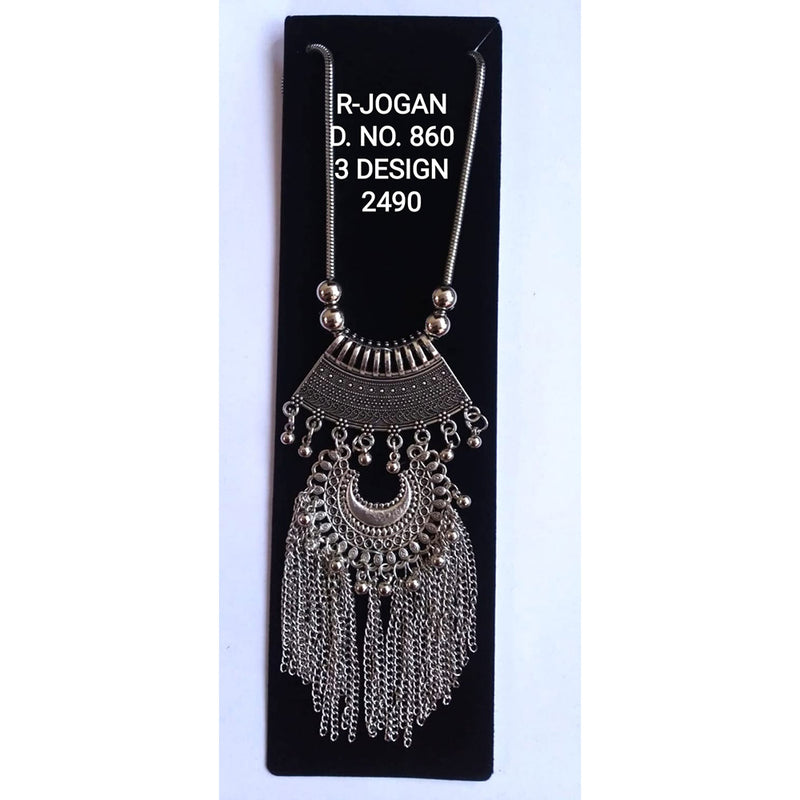 R Jogan Oxidised Plated Assorted Design Long Necklace