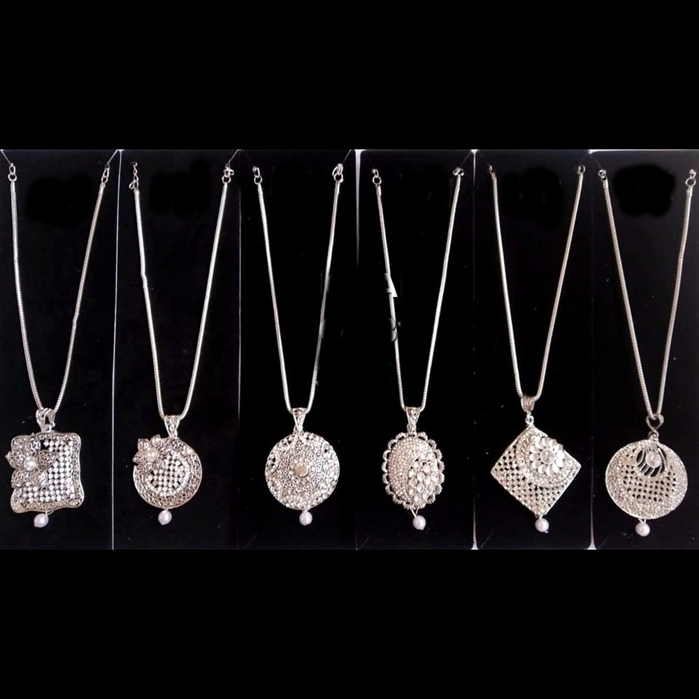 R Jogan Silver Plated Chain Pendant Set  (Assorted Design)