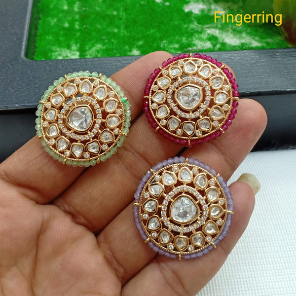 Shubham Creations Gold Plated Kundan Stone Ring