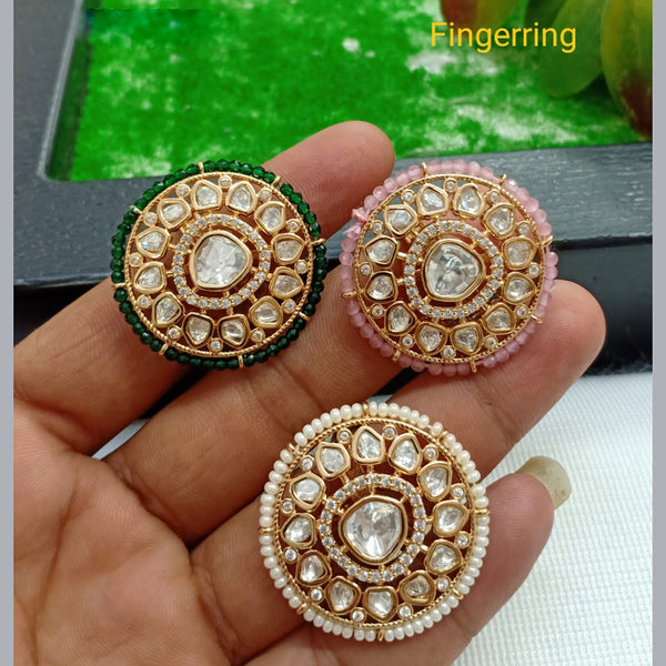 Shubham Creations Gold Plated Kundan Stone Ring