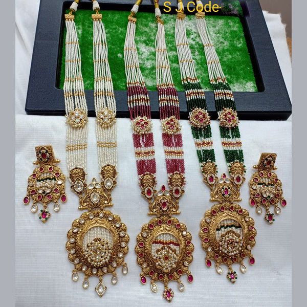 Shubham Creations Gold Plated Moti Long Necklace Set