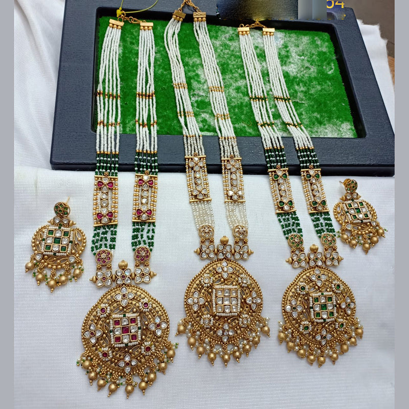 Shubham Creations Gold Plated Moti Long Necklace Set