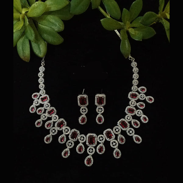 Shubham Creations Silver Plated AD Stone Necklace Set