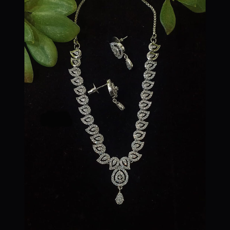 Shubham Creations Silver Plated AD Stone Necklace Set