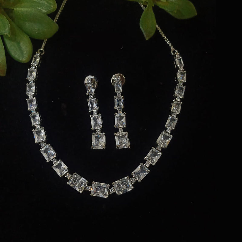 Shubham Creations Silver Plated Necklace Set