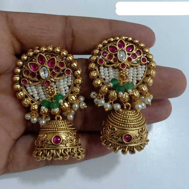 Shubham Creations Copper Gold Plated Jhumki Earrings