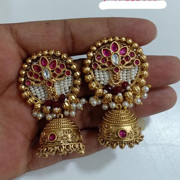 Shubham Creations Copper Gold Plated Jhumki Earrings