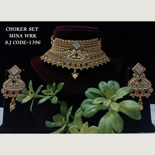 Shubham Creations Copper Gold Meenakari Necklace Set