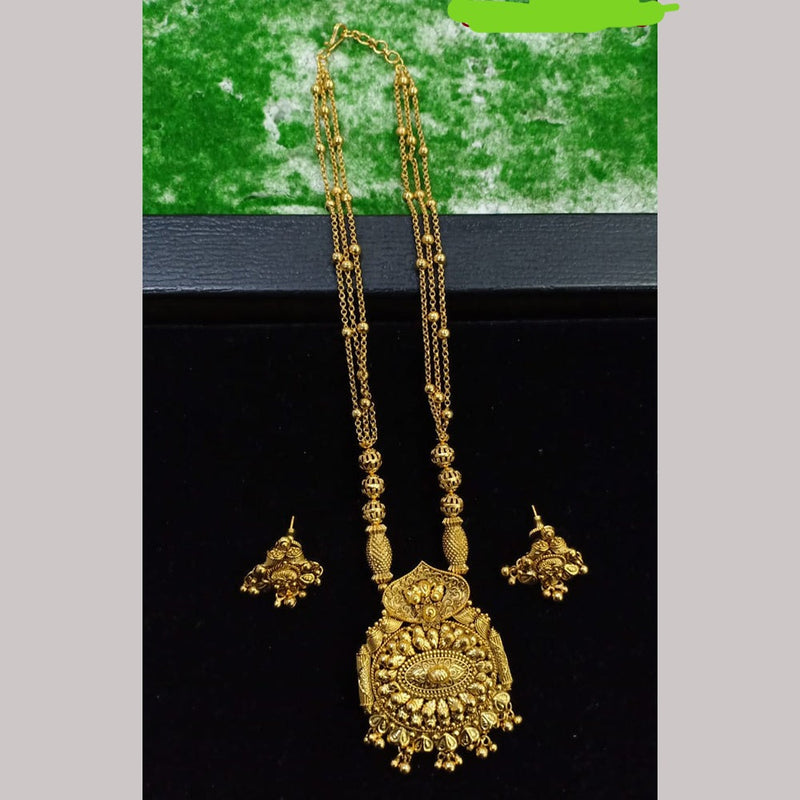 Shubham Creations Copper Gold Long Nekclace Set