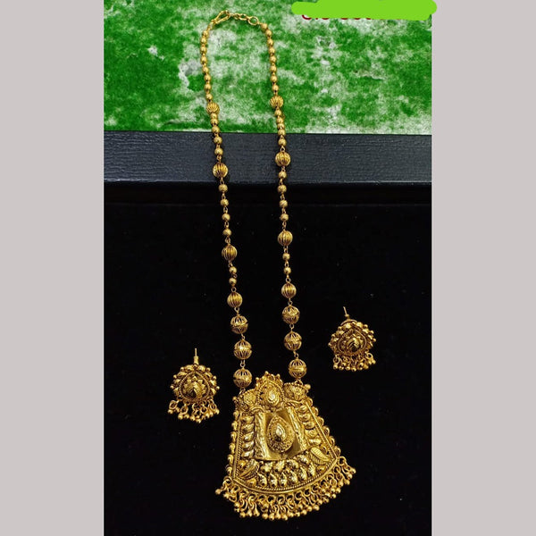 Shubham Creations Copper Gold Long Nekclace Set