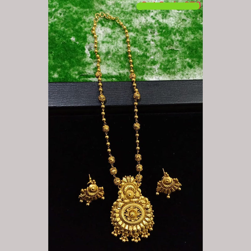 Shubham Creations Copper Gold Long Nekclace Set