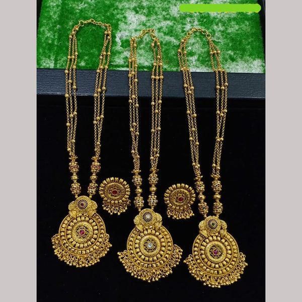 Shubham Creations Copper Gold Long Nekclace Set