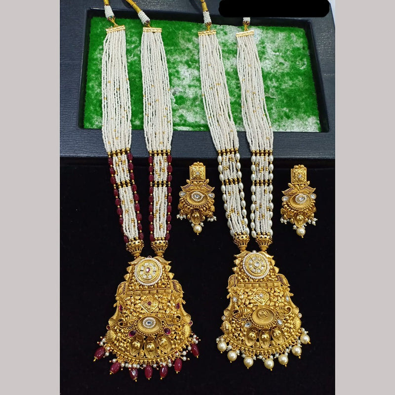 Shubham Creations Copper Gold Long Nekclace Set