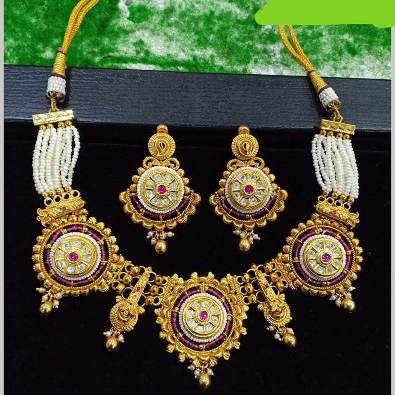 Shubham Creations Copper Gold Nekclace Set