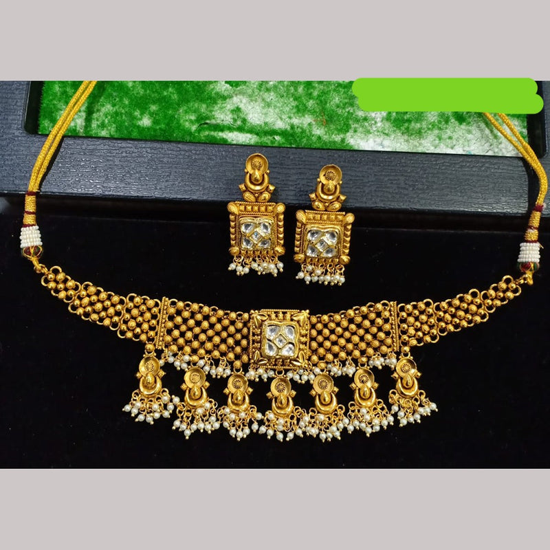 Shubham Creations Copper Gold Choker Nekclace Set