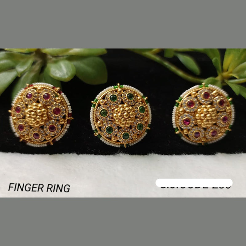 Shubham Creations Gold Plated Pota Stone Rings