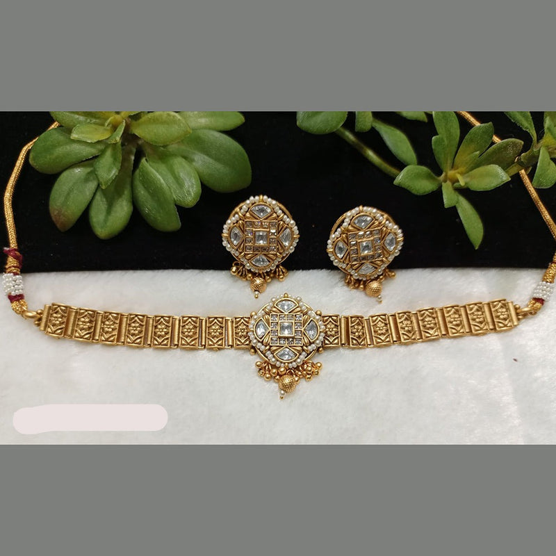 Shubham Creations Copper Gold Choker Nekclace Set