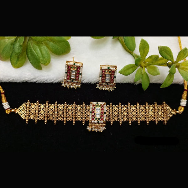 Shubham Creations Copper Gold Choker Nekclace Set