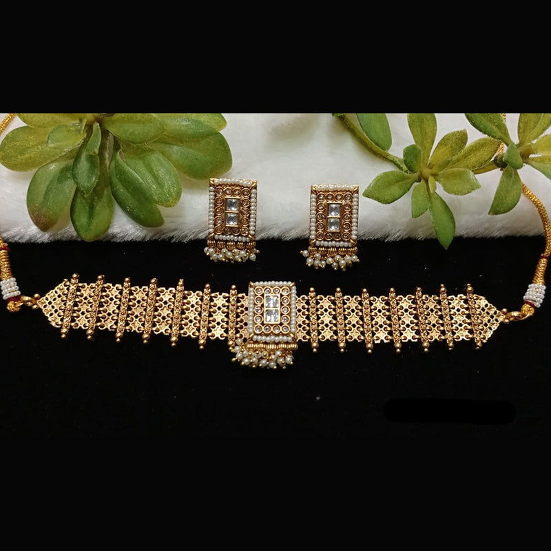 Shubham Creations Copper Gold Choker Nekclace Set