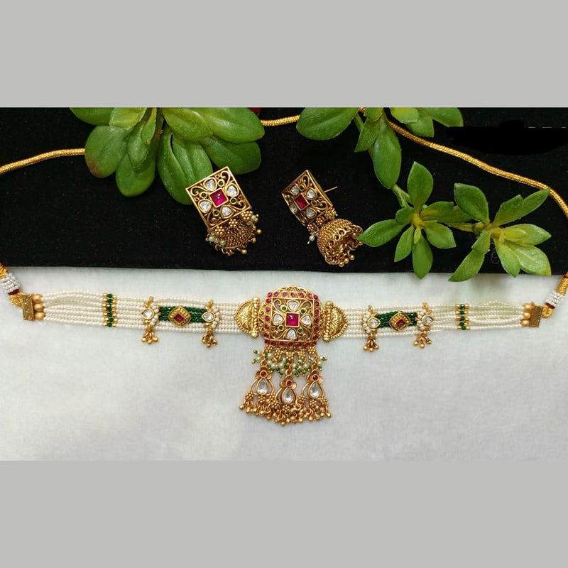 Shubham Creations Copper Gold Choker Nekclace Set