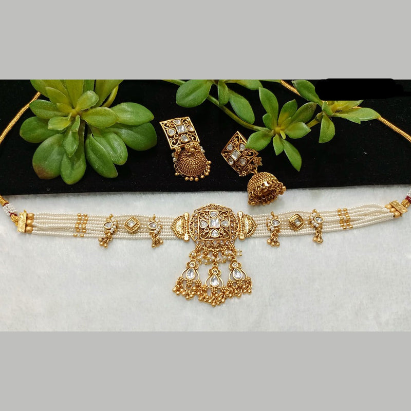 Shubham Creations Copper Gold Choker Nekclace Set