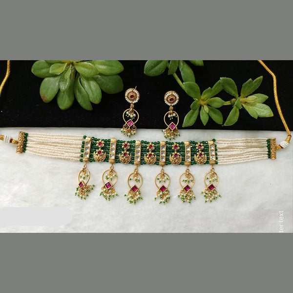 Shubham Creations Copper Gold Choker Nekclace Set