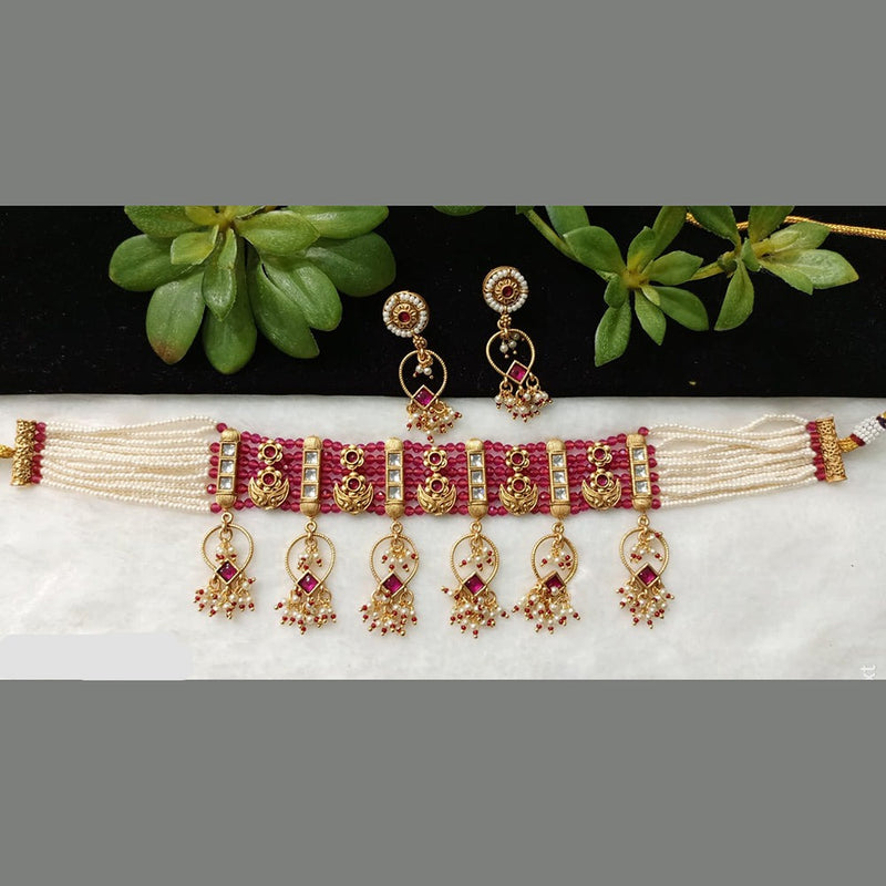 Shubham Creations Copper Gold Choker Nekclace Set