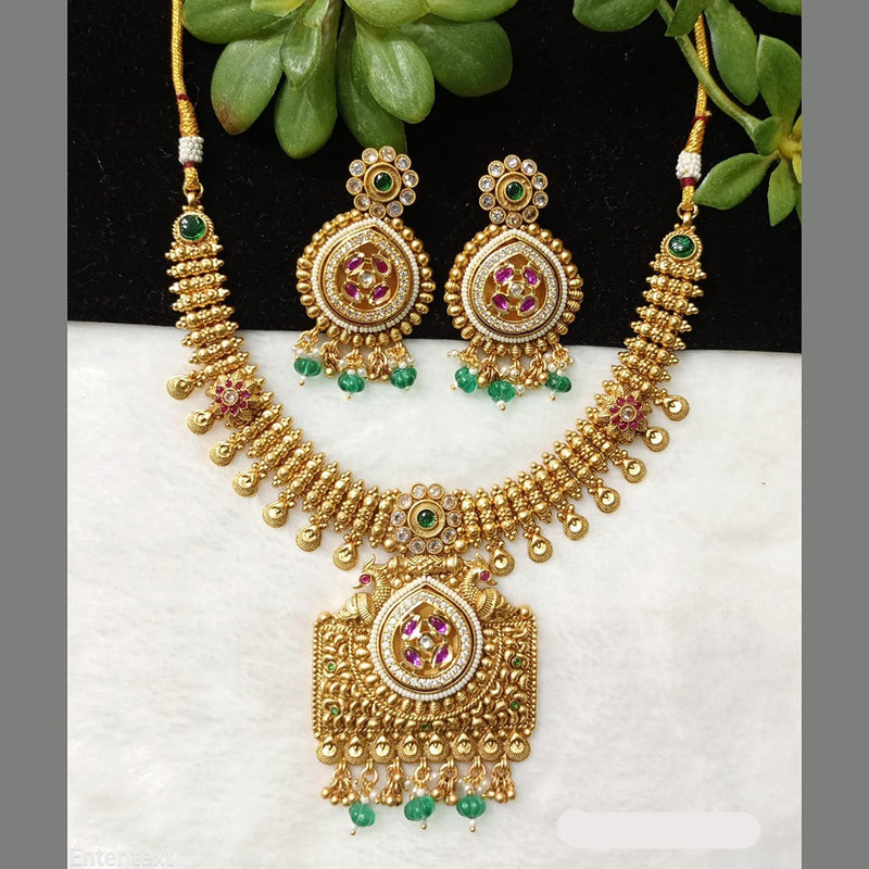 Shubham Creations Copper Gold Nekclace Set