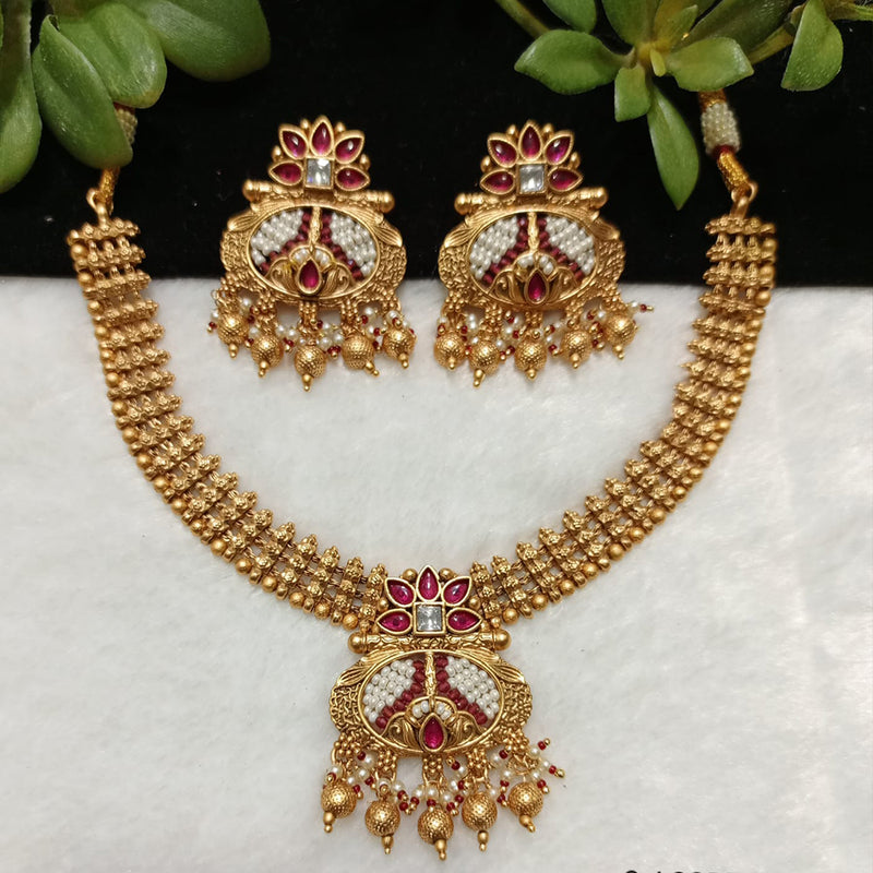 Shubham Creations Copper Gold Nekclace Set