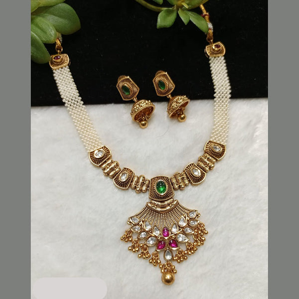 Shubham Creations Copper Gold Kundan Nekclace Set